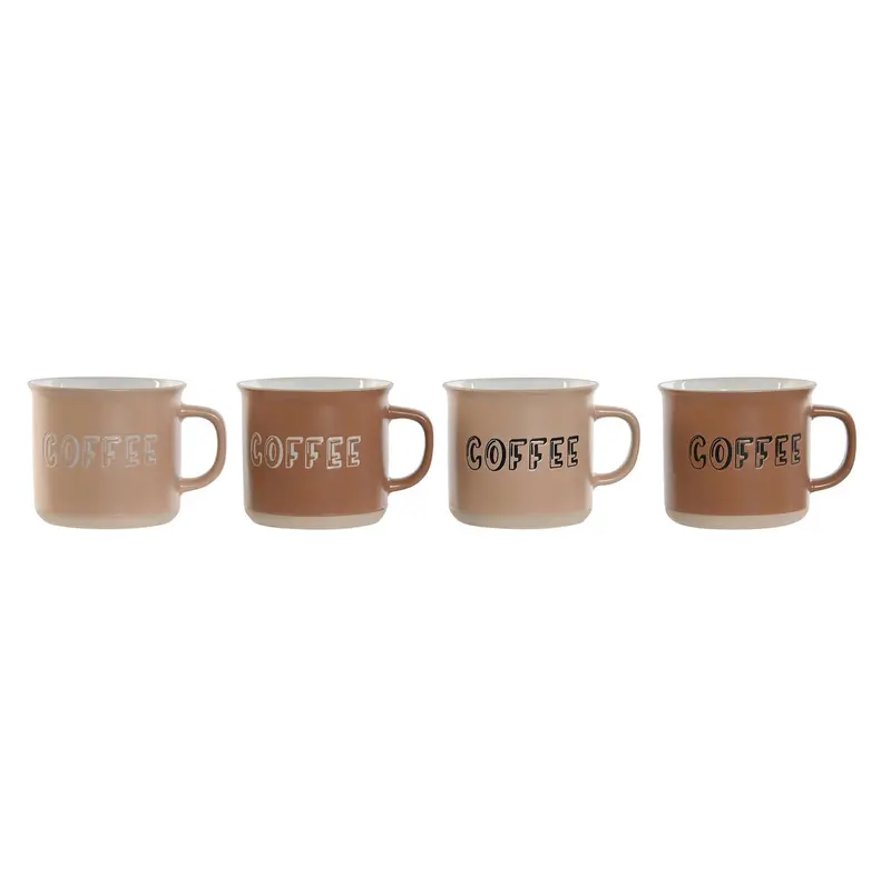 4 Piece Mug Set Home Esprit Brown Stoneware 285 Ml 9 X 7 X 8 Cm 1