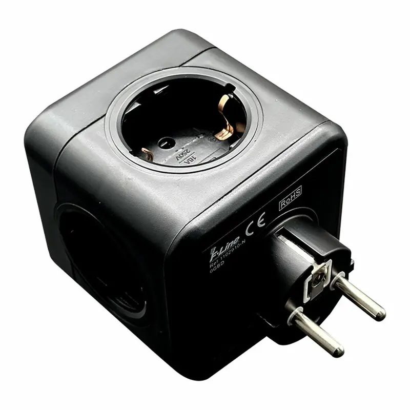 5-Socket Plugboard Without Power Switch Fbright Black 3680 W 1