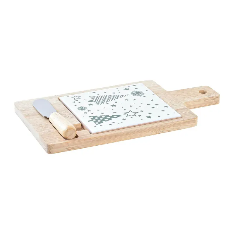 Appetizer Set Dkd Home Decor White Green Bamboo Stoneware (21,5 X 11,8 X 1,5 Cm) 1