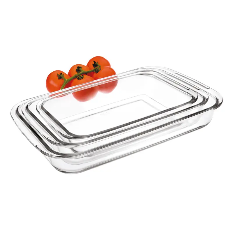 Baking Tray Ibili 34,5 X 20,5 X 5 Cm 39,3 X 23,6 X 5 Cm 29,5 X 17,5 X 5 Cm Transparent Metal Plastic 1 L 3 Units (3 Pieces) 1