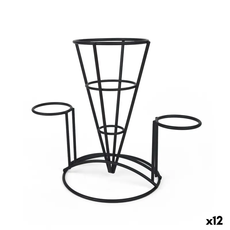 Basket For Presenting Aperitifs My Bar Black Iron 23 X 13 X 18,5 Cm (12 Units) 1