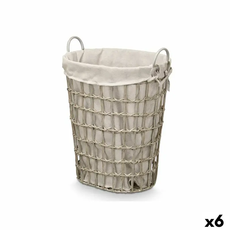 Basket Kipit Grey Polyester Cloth Polypropylene Iron Plastic 50 % Cotton (6 Units) 1