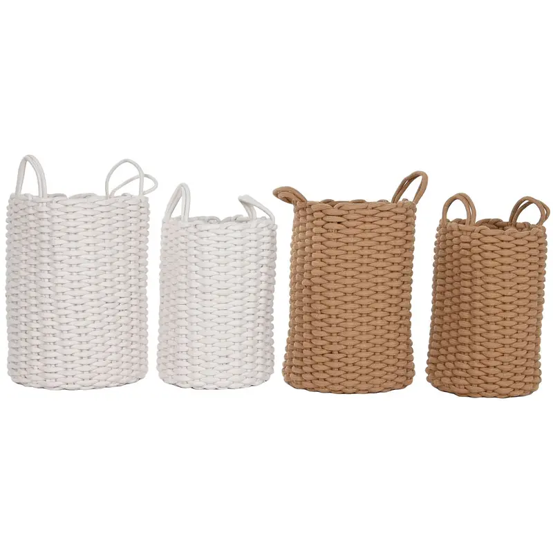 Basket Set Home Esprit White Beige Rope 30 X 30 X 43 Cm 2 Pieces (2 Units) 1