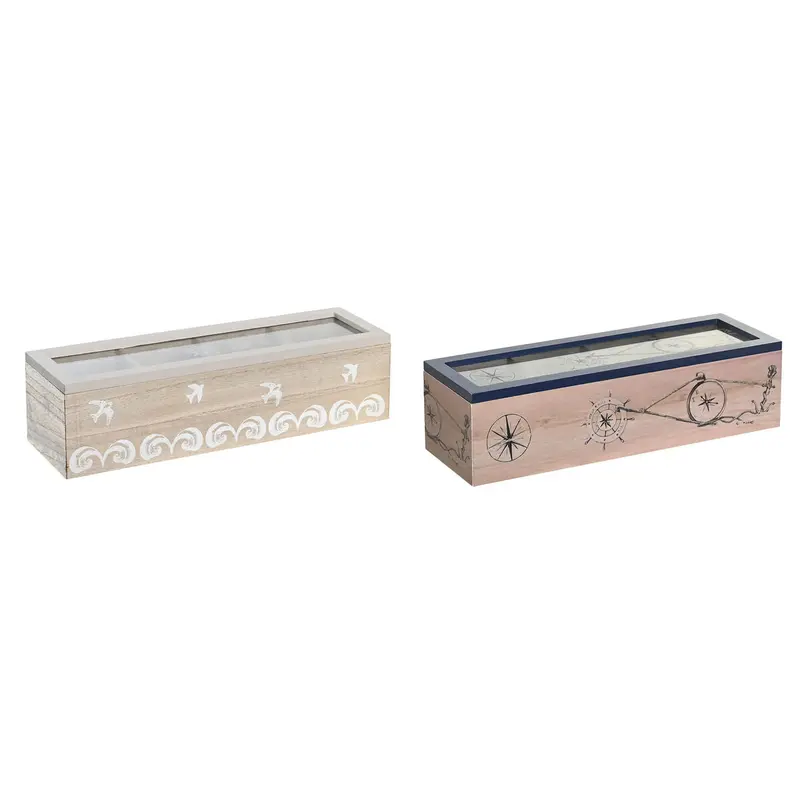 Box For Infusions Dkd Home Decor Crystal Blue White Mdf Wood (30 X 9 X 8 Cm) (2 Units) 1