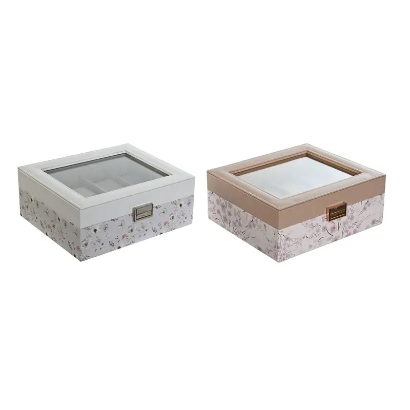 Box For Watches Dkd Home Decor Blue Light Pink Crystal 22,5 X 19,5 X 9,5 Cm (2 Units) 1