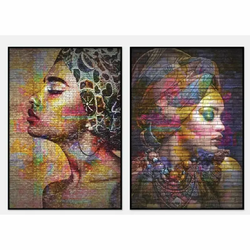 Canvas Dkd Home Decor Colonial African Woman (40 X 3,5 X 55 Cm) (2 Units) 1