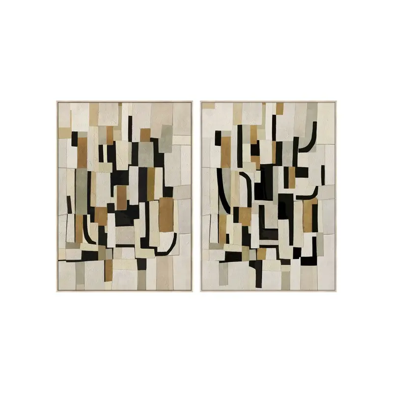 Canvas Home Esprit White Black Abstract Urban 100 X 4 X 140 Cm (2 Units) 1