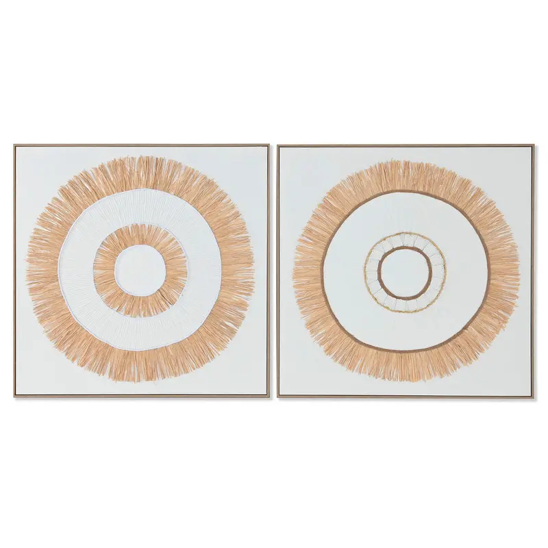 Canvas Home Esprit White Natural Boho 92 X 4,5 X 92 Cm (2 Units) 1