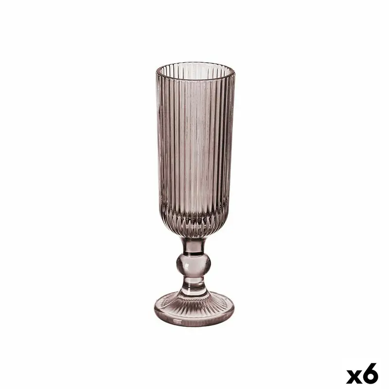 Champagne Glass Vivalto Grey Pink Glass 160 Ml Stripes (6 Units) 1