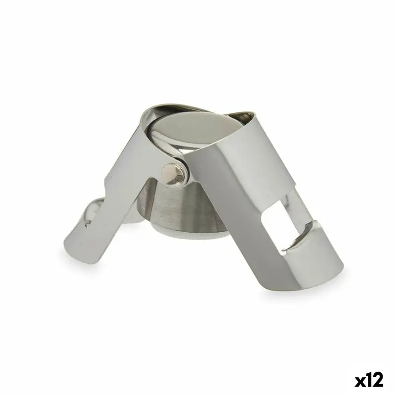 Champagne Stopper Kinvara Silver Silicone Stainless Steel Plastic 6 X 5,5 X 3,5 Cm Hermetic (12 Units) 1
