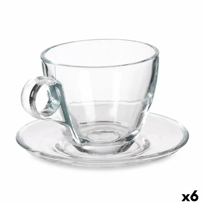 Cup With Plate Vivalto Transparent Glass 170 Ml (6 Units) 1