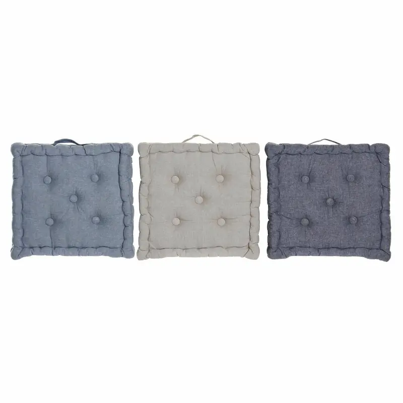 Cushion Dkd Home Decor Floor Blue Grey Cotton Navy Blue (3 Pcs) (38 X 38 X 8 Cm) 1