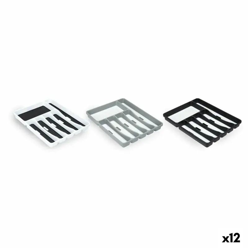 Cutlery Organiser Kinvara White Black Grey Natural Rubber Polypropylene Tpr 32,5 X 4,5 X 40,5 Cm (12 Units) 1