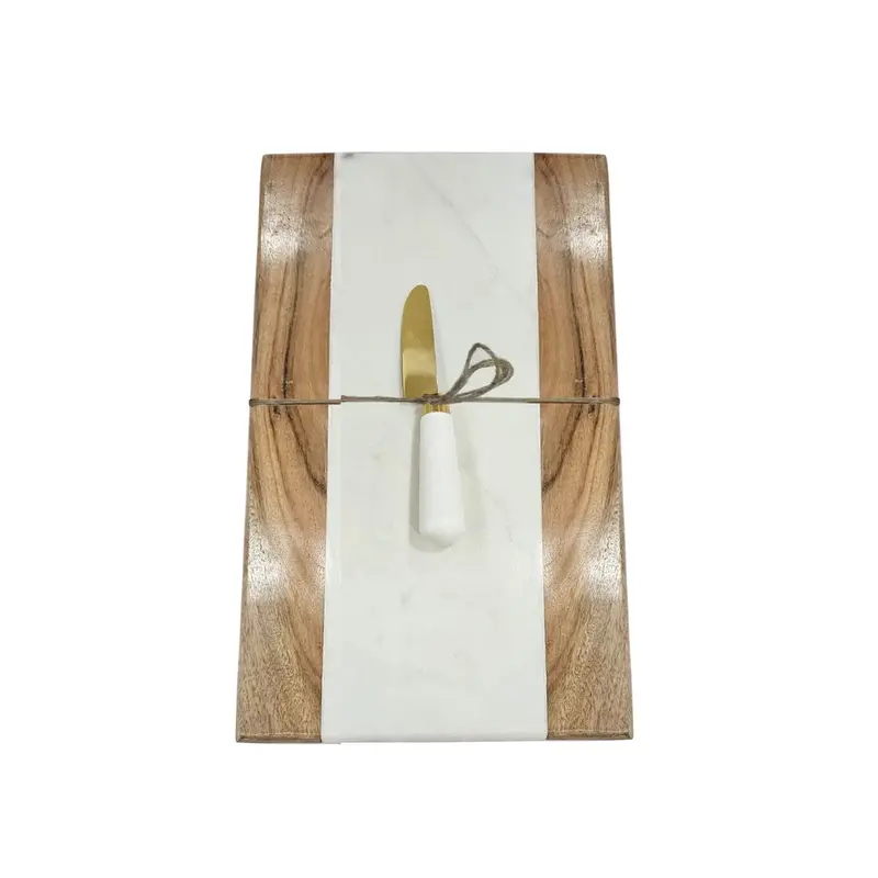 Cutting Board Home Esprit White Natural 38 X 23 X 2 Cm 1