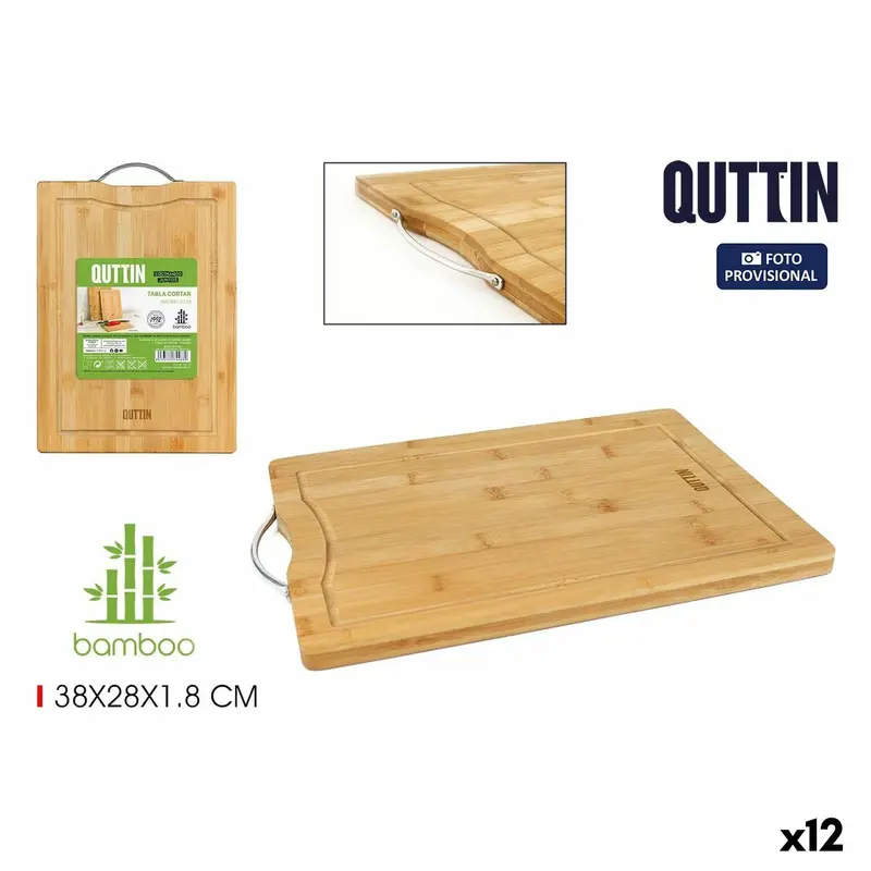 Cutting Board Quttin Bamboo 38 X 28 X 1,8 Cm (12 Units) 1