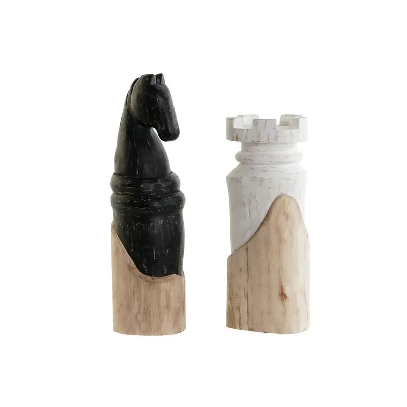 Decorative Figure Dkd Home Decor White Brown Black Chess Pieces Loft 12 X 11 X 36 Cm (2 Units) 1