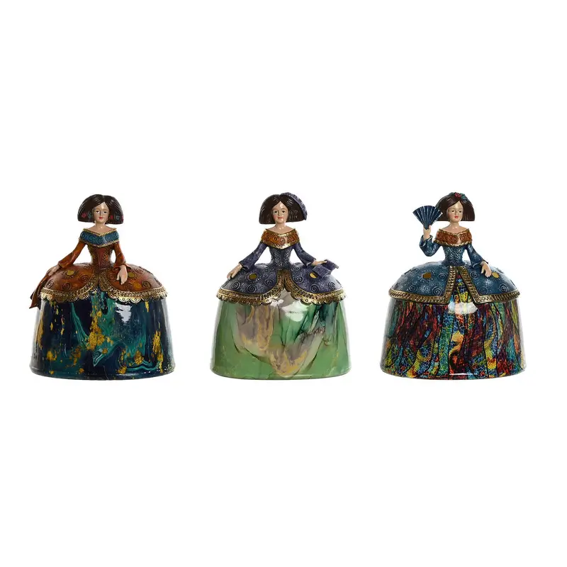 Decorative Figure Home Esprit Multicolour Romantic 21,5 X 15,5 X 25,5 Cm (3 Units) 1