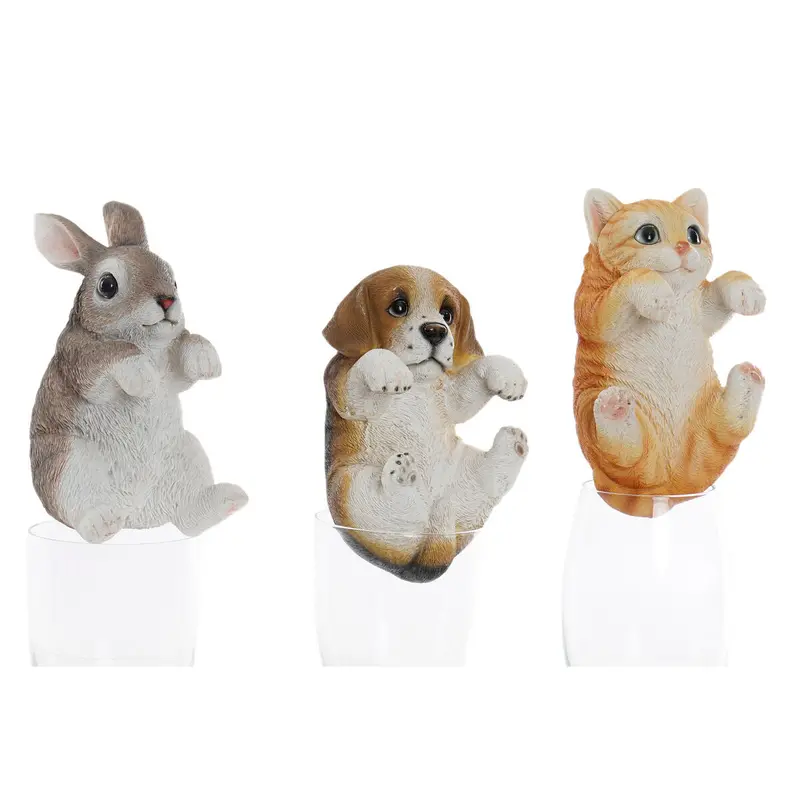 Decorative Figure Home Esprit White Brown Grey Orange Animals 9 X 9 X 15,5 Cm (3 Units) 1