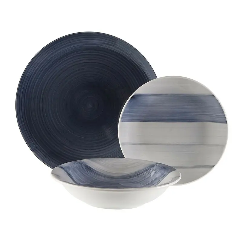 Dinnerware Set Versa Leanne Dark Blue Stoneware 26,5 X 26,5 Cm 18 Pieces 1