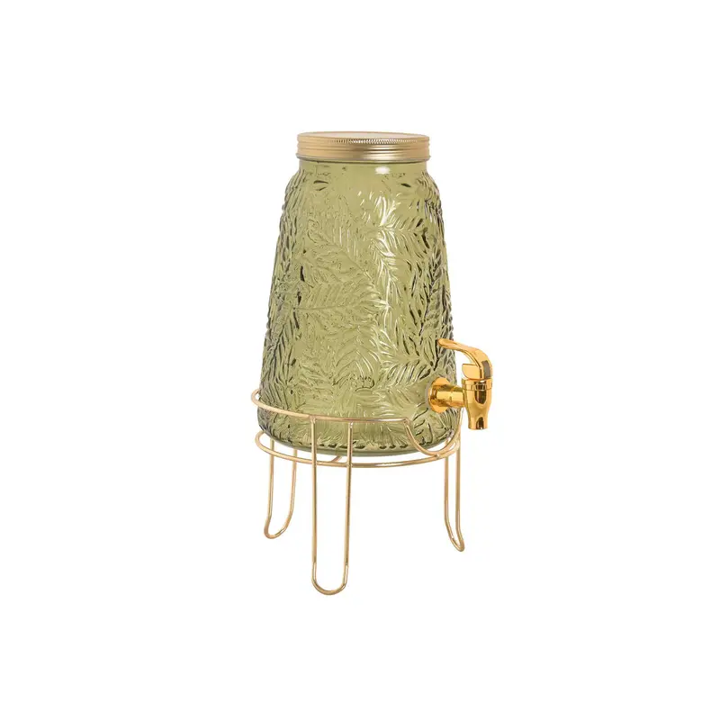 Drinks Dispenser Home Esprit Green Golden Metal Crystal Polystyrene 3,3 L 19,3 X 19,3 X 36 Cm 1