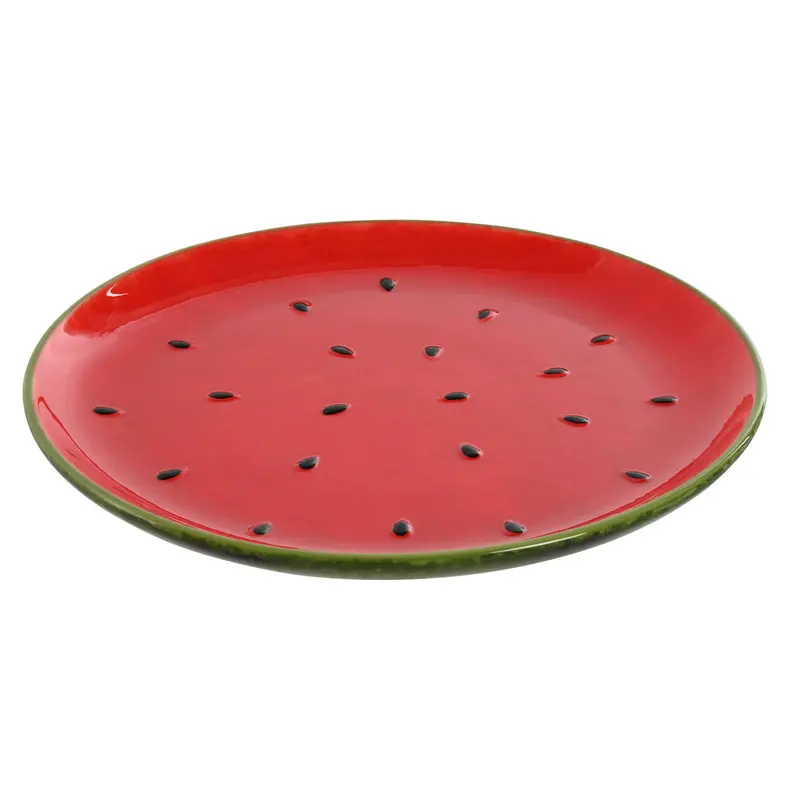 Flat Plate Home Esprit Red Green Stoneware Watermelon 27,5 X 27,5 X 3 Cm 1