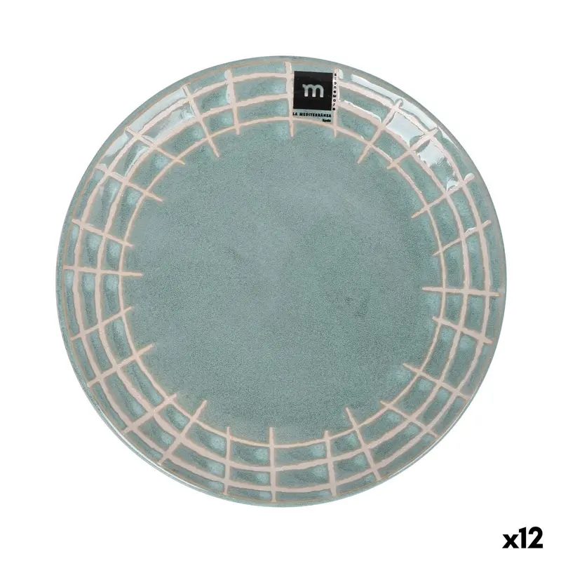 Flat Plate La Mediterránea Cuadric Ceramic Ø 21 Cm (12 Units) 1