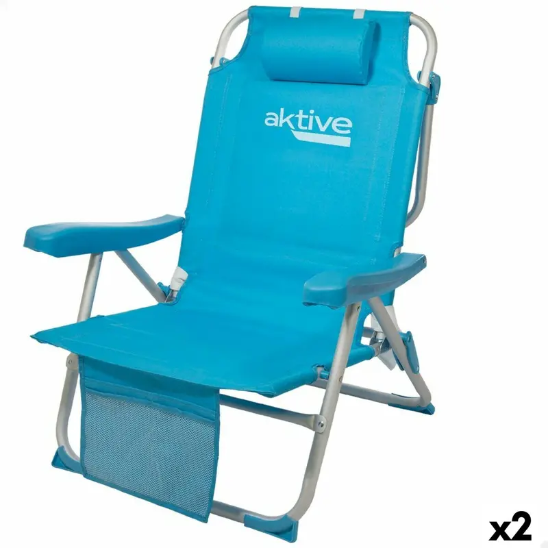 Folding Chair With Headrest Aktive 49 X 80 X 58 Cm Blue (2 Units) 1