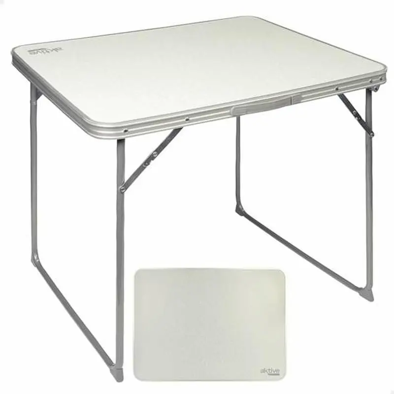 Folding Table Aktive White Steel Mdf Wood 80 X 60 X 70 Cm 1
