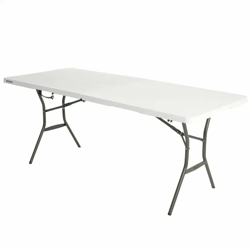 Folding Table Lifetime White Rectangular Steel Plastic 185 X 76 X 74 Cm 1