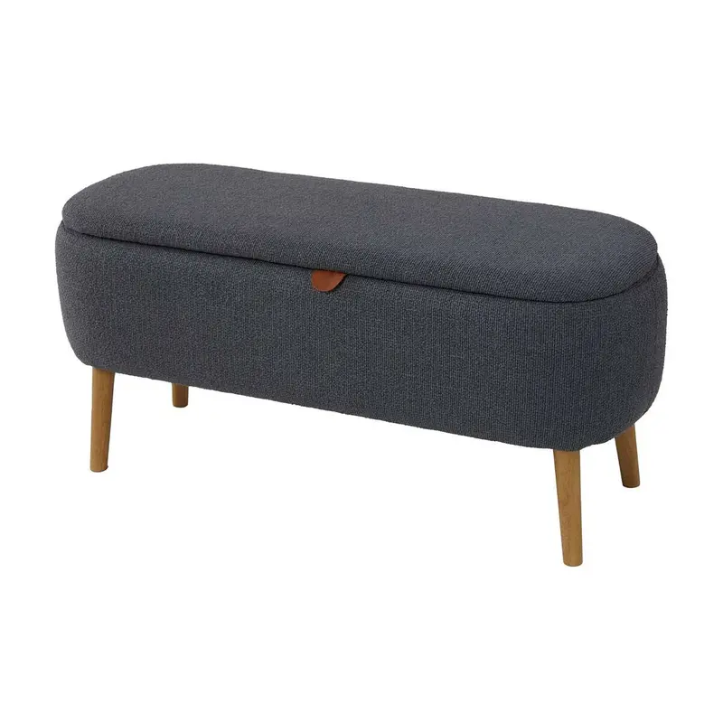 Foot Of The Bed Versa Maniko Grey Wood Textile 37 X 44,5 X 94,5 Cm 1