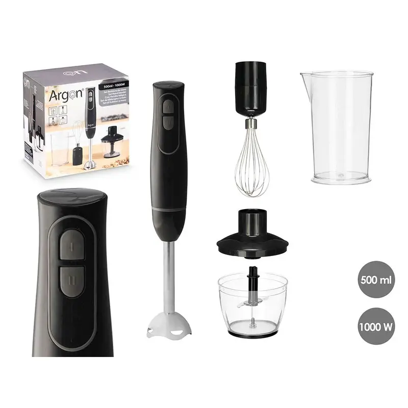 Hand-Held Blender Argon Black Grey 1000 W 1