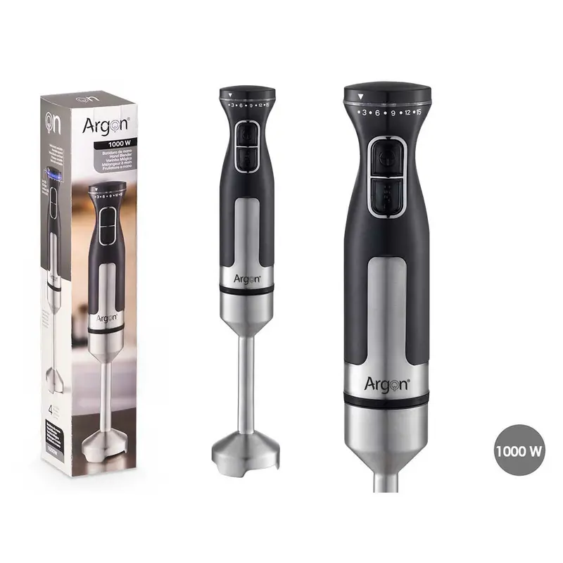 Hand-Held Blender Argon Black Steel 1000 W 1