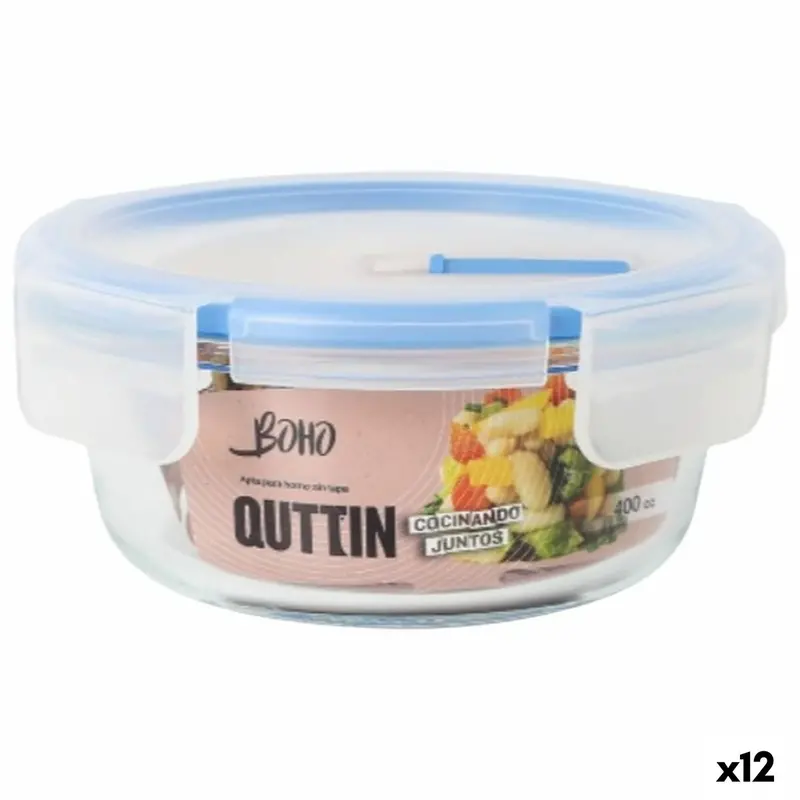 Hermetic Lunch Box Quttin Boho Transparent 0,4 L (12 Units) 1