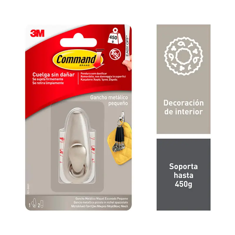 Hook For Hanging Up 3M 450 G Silver Metal (1 Unit) 1