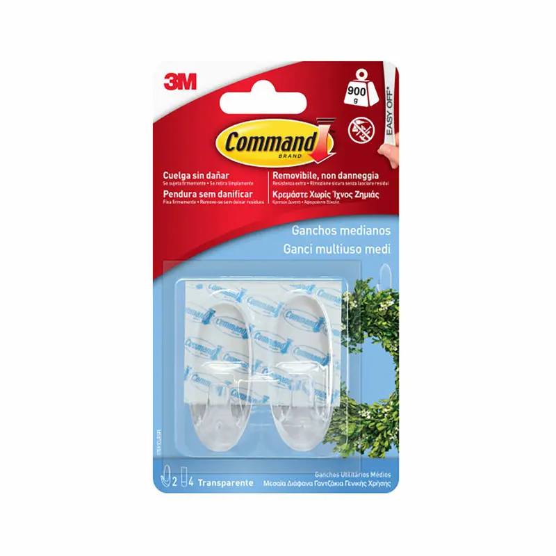 Hook For Hanging Up 3M 900 G Transparent Plastic (2 Units) 1