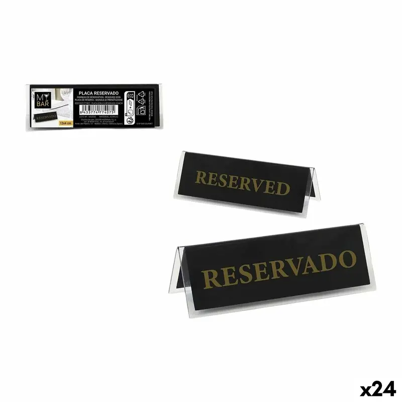 Identification Plate My Bar Reservado / Reserved 12 X 4 Cm 2 Mm 24 Units 1