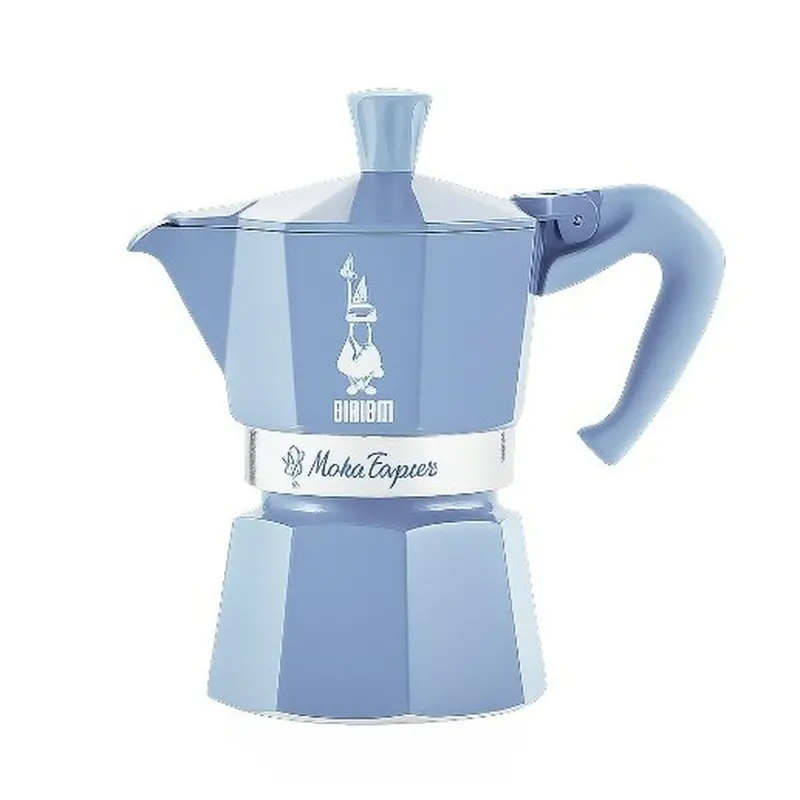 Italian Coffee Pot Bialetti Blue Aluminium Thermoplastic 3 Cups 1