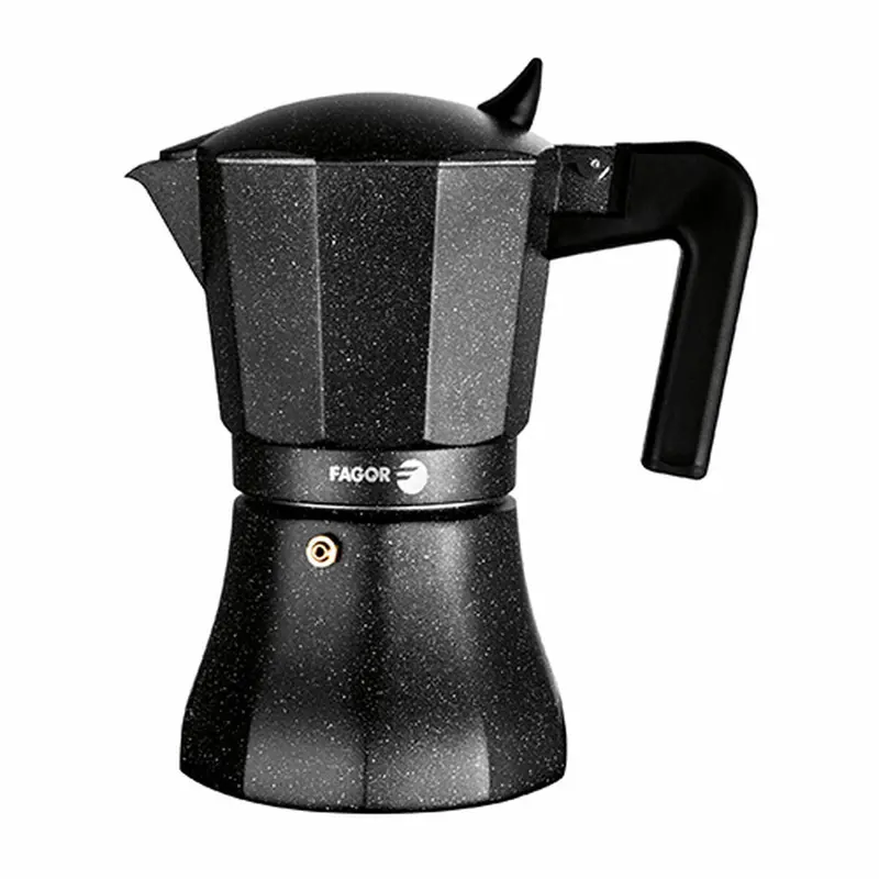Italian Coffee Pot Fagor Tiramisu 9 Black Aluminium 1