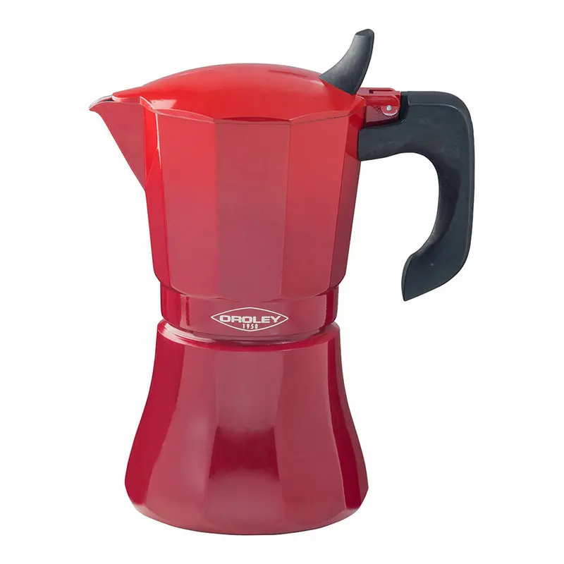 Italian Coffee Pot Oroley Petra Red Aluminium 6 Cups 1
