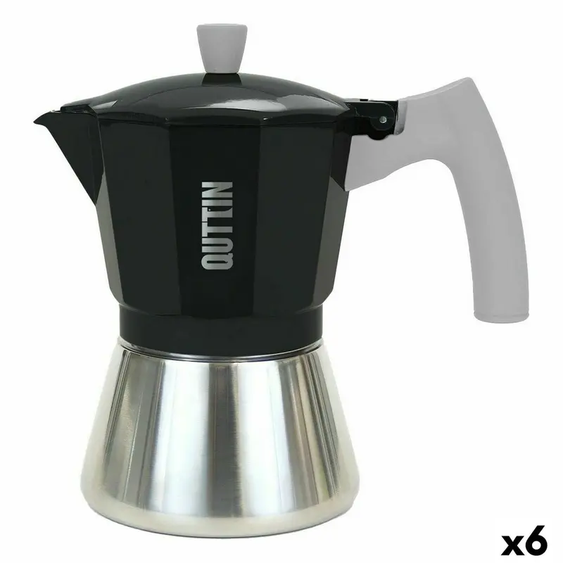 Italian Coffee Pot Quttin Aluminium Steel 6 Cups 300 Ml (6 Units) 1