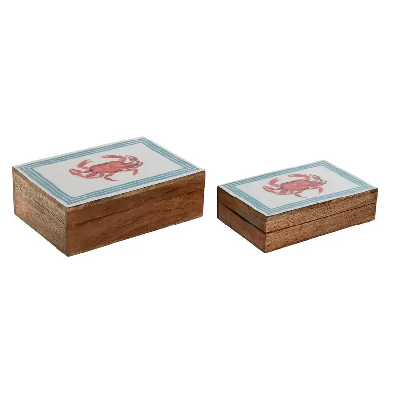 Jewelry Box Home Esprit Multicolour Mango Wood 25 X 17,5 X 8 Cm (2 Units) 1