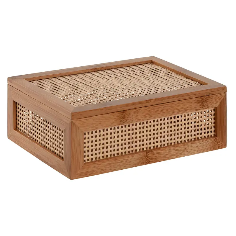 Jewelry Box Home Esprit Natural Bamboo Rattan 23 X 15 X 8 Cm (10 Pieces) 1