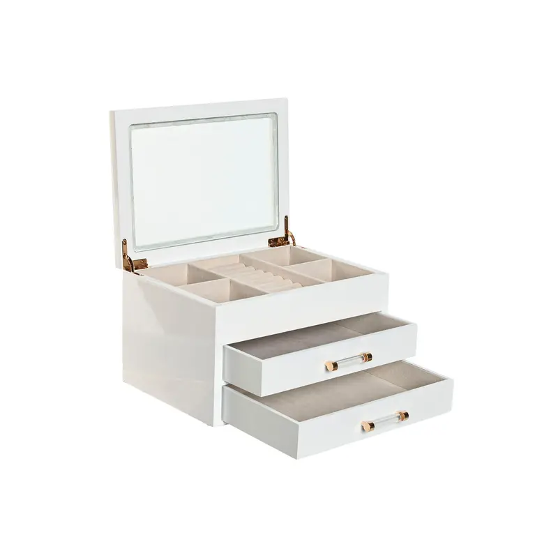 Jewelry Box Home Esprit White Cream Wood Crystal Mdf Wood 23 X 18 X 14 Cm 1