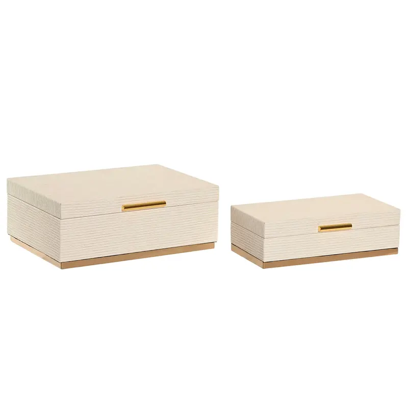 Jewelry Box Home Esprit White Golden Wood (2 Units) 1