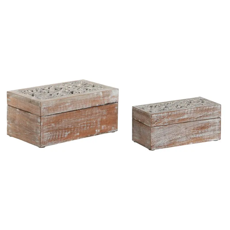 Jewelry Box Home Esprit White Natural Mango Wood (2 Pieces) 1