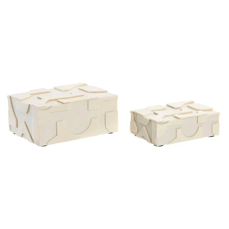 Jewelry Box Home Esprit White Resin Bone 18 X 13 X 7,5 Cm (2 Pieces) 1