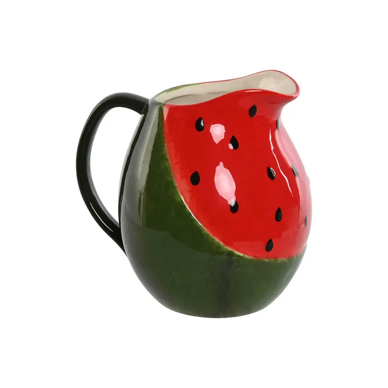 Jug Home Esprit Red Green Stoneware Watermelon Modern 1
