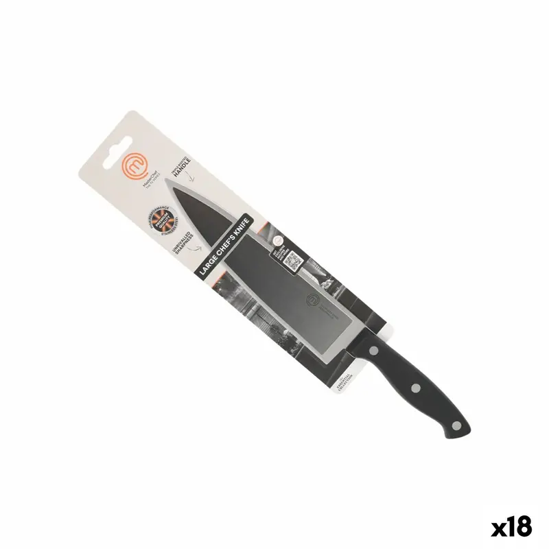 Kitchen Knife Masterchef Chef Black Silver 20 Cm (18 Units) 1