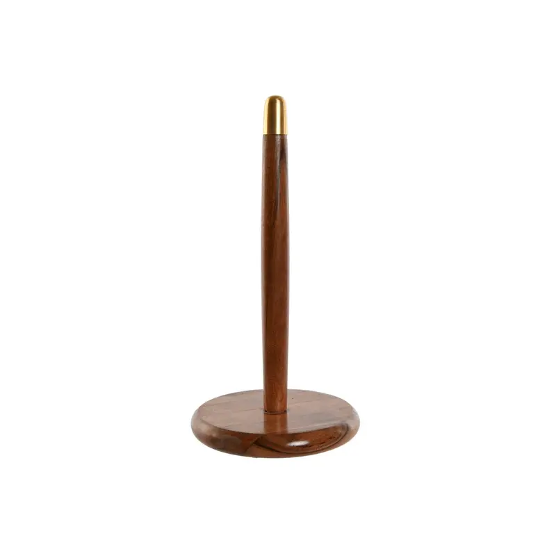 Kitchen Paper Holder Home Esprit Golden Natural Stainless Steel Acacia 18 X 18 X 36,5 Cm 1