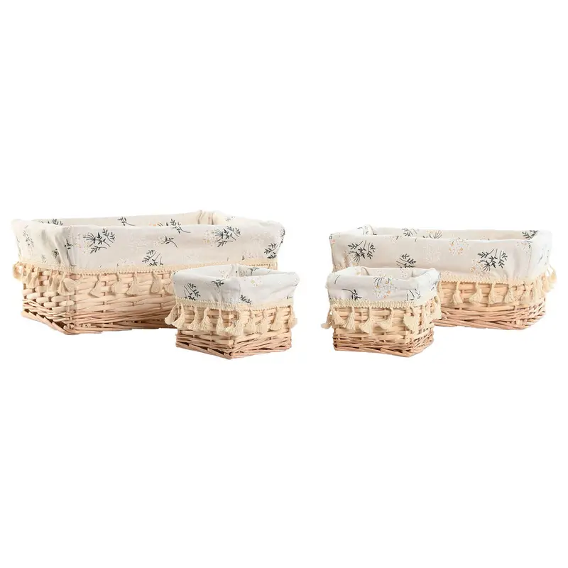 Laundry Basket Home Esprit Natural Wicker Shabby Chic 36 X 25 X 16 Cm 4 Pieces 1